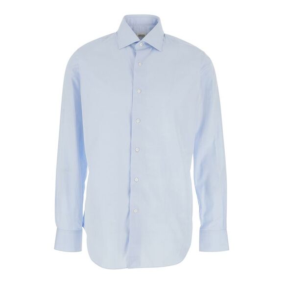 Gherardi Men Light Blue Shirt With Classic Collar In Cotton Man